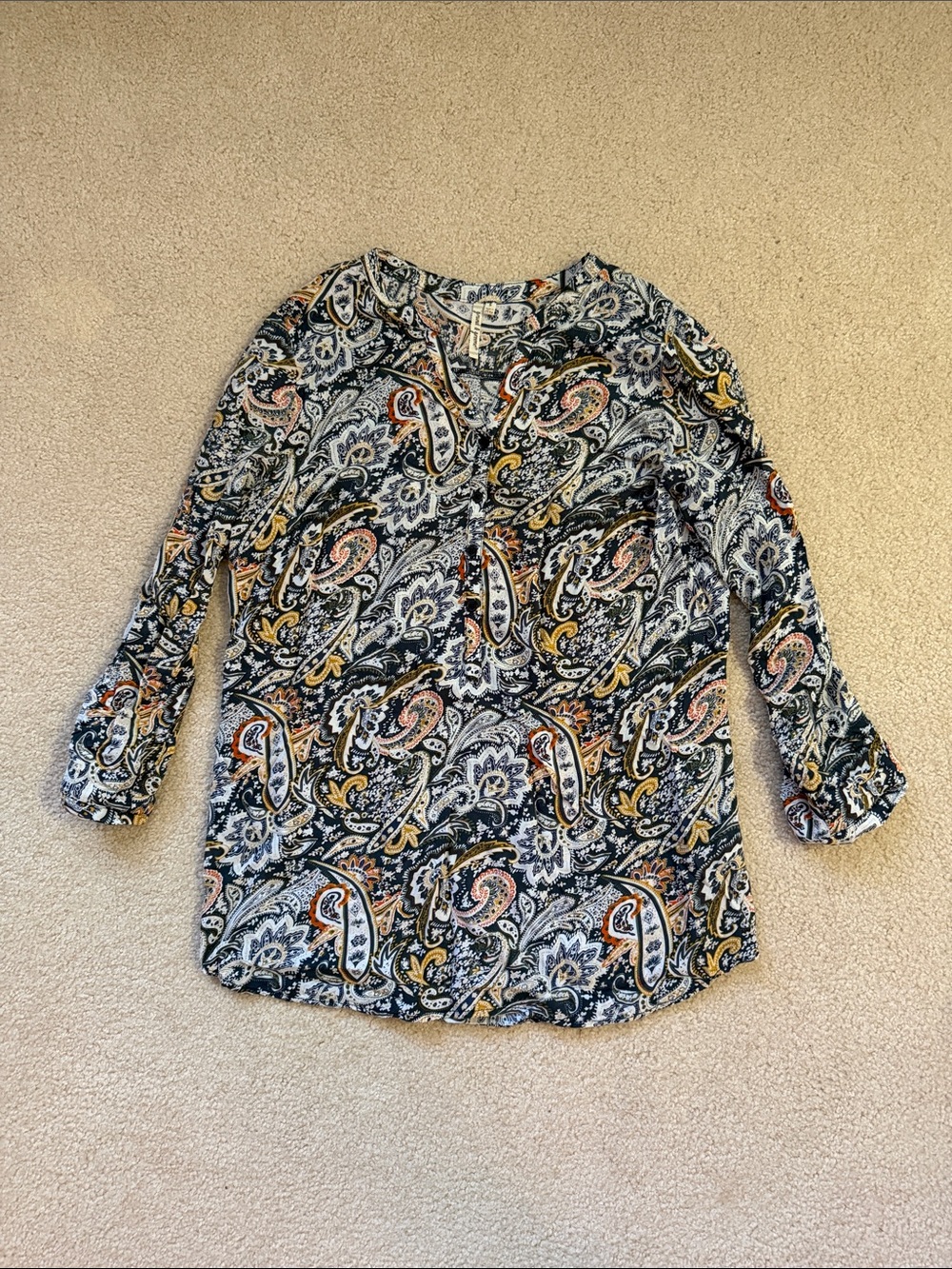 Grand & Greene Paisley Printed Long Sleeve Blouse